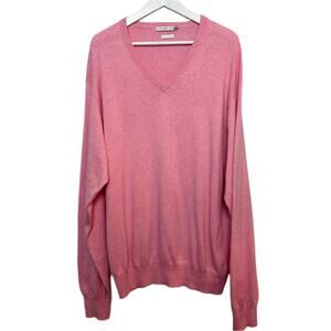 Peter Millar Sweater Pink Cotton Cashmere Mens Knit Pullover V Neck Pullover XXL